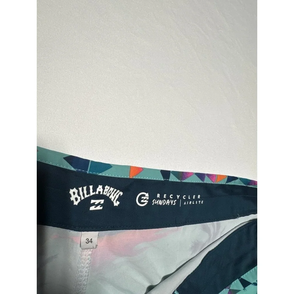 Billabong Mens Tropical Print Board Shorts Aqua Sunset Palm Sundays Airlite 34
